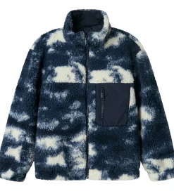 Fleece*Name It Fleecejakke - Teddy - NkmMilou - Navy Blazer m. Mønster