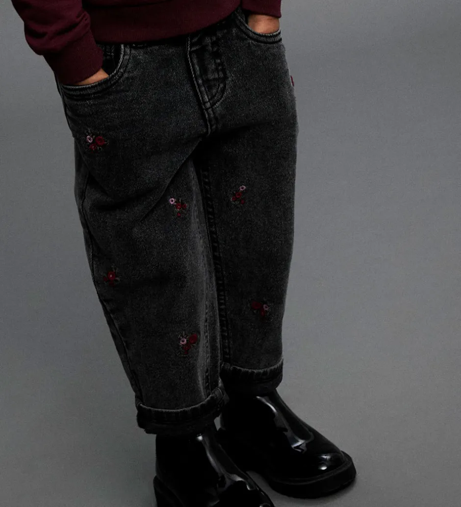 Børn Name It Jeans - Noos - Mom - NmfBella - Medium Grey Denim/Flower