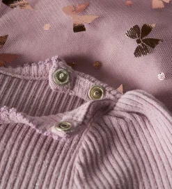 Kjoler|Juletøj*Name It Kjole - Rib/Tyl - NbfRosally - Keepsake Lilac m. Sløjfer