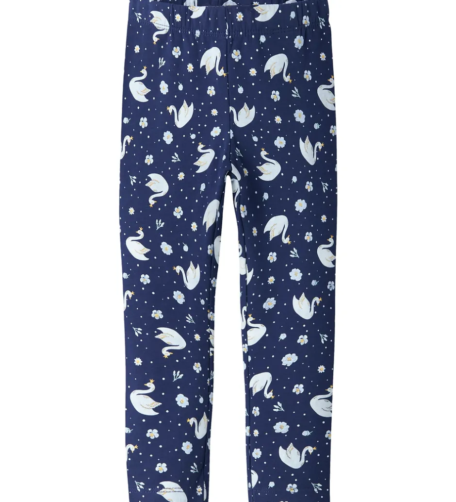 Leggings*Name It Leggings - NmfDavina - AOP - Beacon Blue/Swans