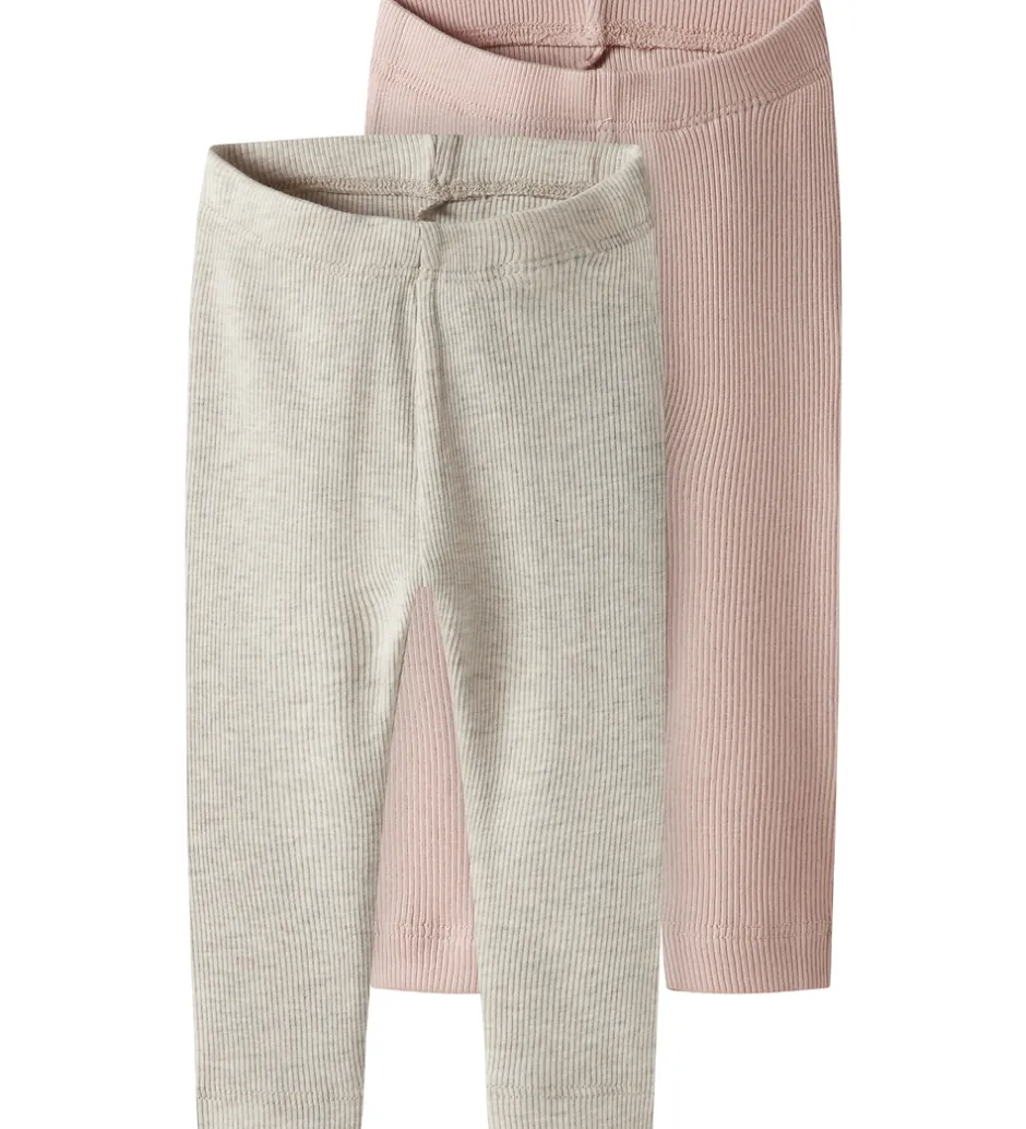 Leggings|Unisex-Tøj*Name It Leggings - 2-pak - NbnKab - Peyote Melange/Sepia Rose