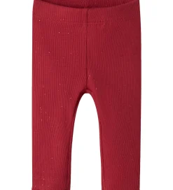 Børn Name It Leggings - Rib - NbfRosally - Jester Red m. Glimmer