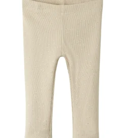 Børn Name It Leggings - Rib - NbfRosally - Cement m. Glimmer