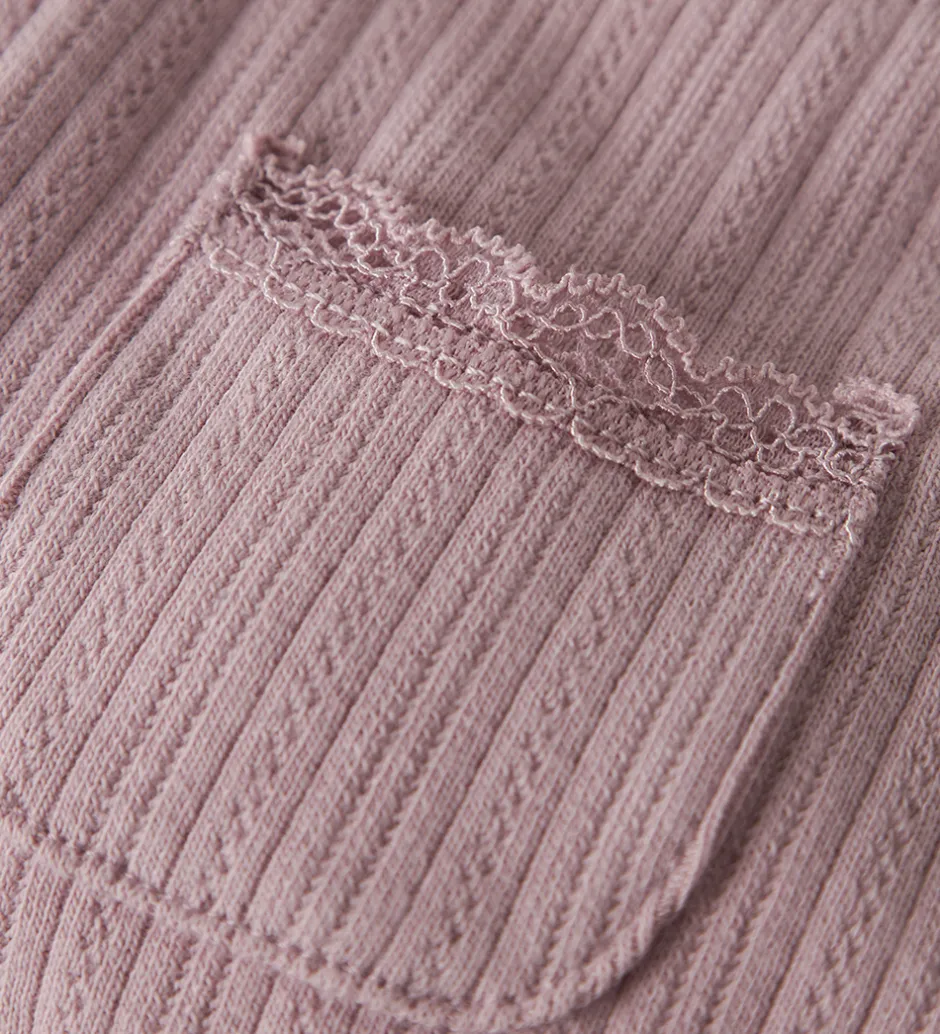 Børn Name It Leggings - Rib - NbfSiva - Keepsake Lilac m. Hulmønster