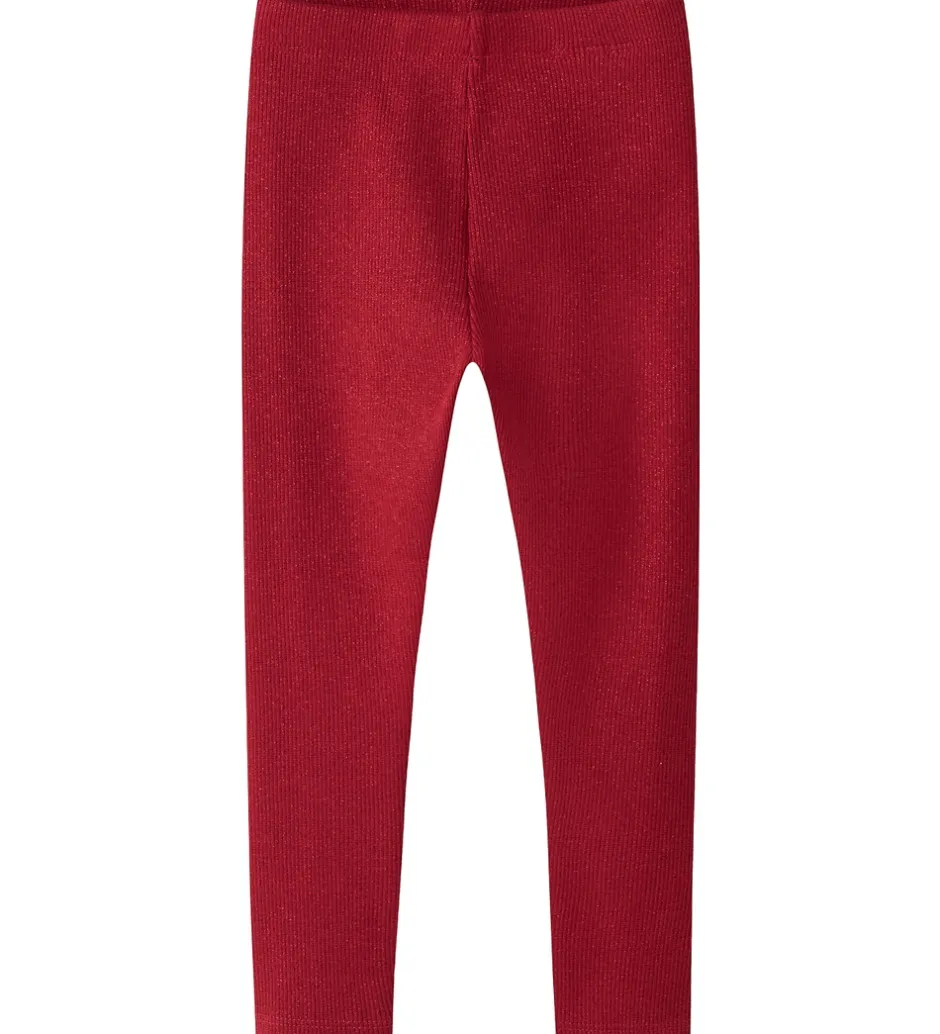 Børn Name It Leggings - Rib - NmfSiclo - Jester Red m. Glimmer