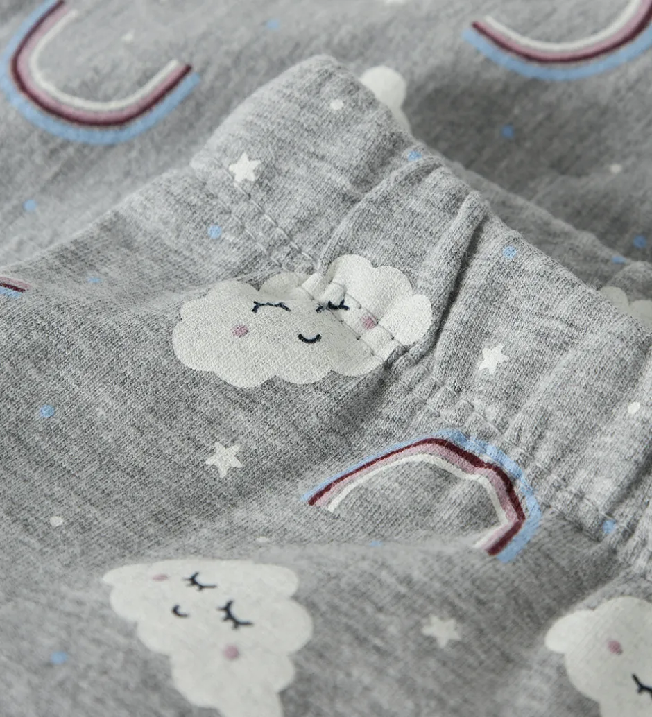 Børn Name It Leggins - NmfDavina - AOP - Grey Melange/Rainbow Clouds