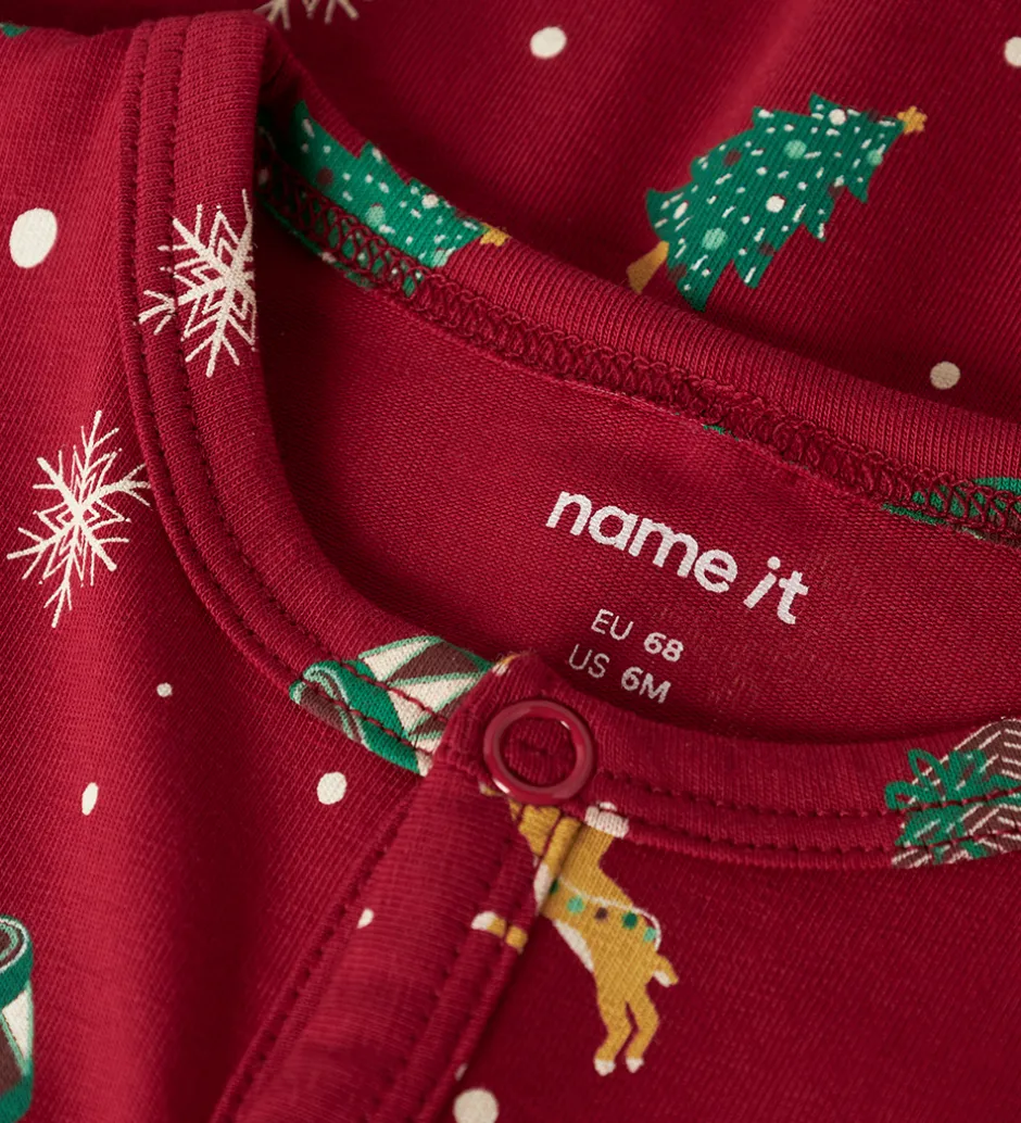 Børn Name It Natdragt - NbnVismas - Jester Red/Xmas AOP Red