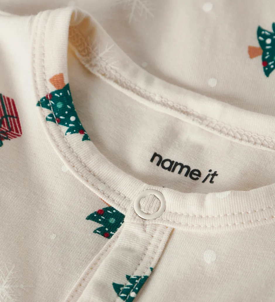 Børn Name It Natdragt - NbnVismas - Whitecap Gray/Xmas AOP