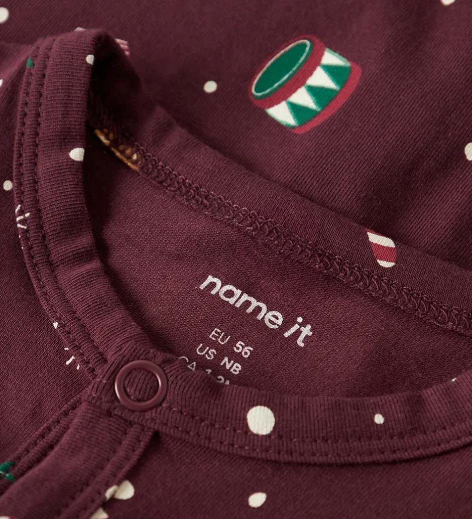 Nattøj*Name It Natdragt - NbnVismas - Burgundy/Xmas AOP