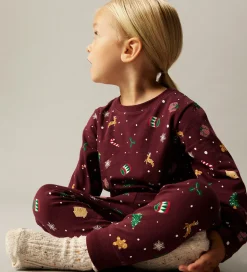 Børn Name It Nattøj - 2-Delt - NmnVismas - Burgundy/Xmas - AOP