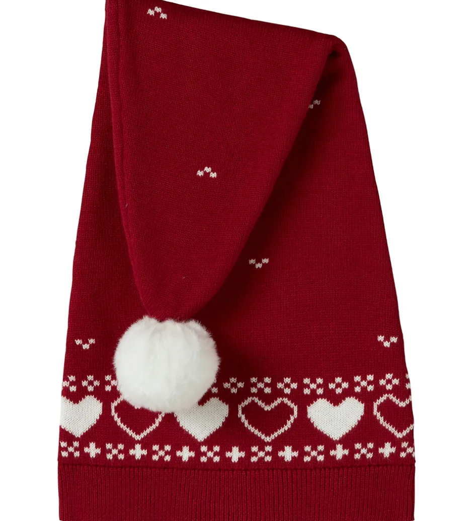 Børn Name It Nissehue - Strik - NmnRismas - Jester Red/Hearts