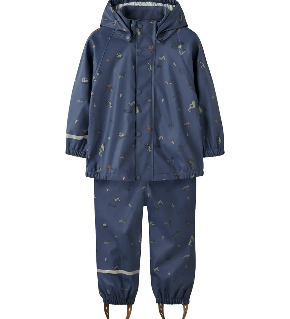 Regntøj*Name It Regntøj m. Seler - NmmDry10 - Vintage Indigo m. Print