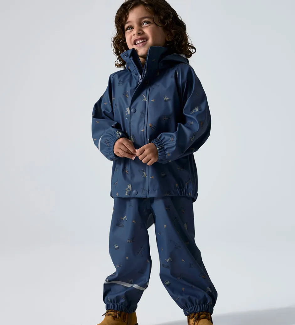 Regntøj*Name It Regntøj m. Seler - NmmDry10 - Vintage Indigo m. Print