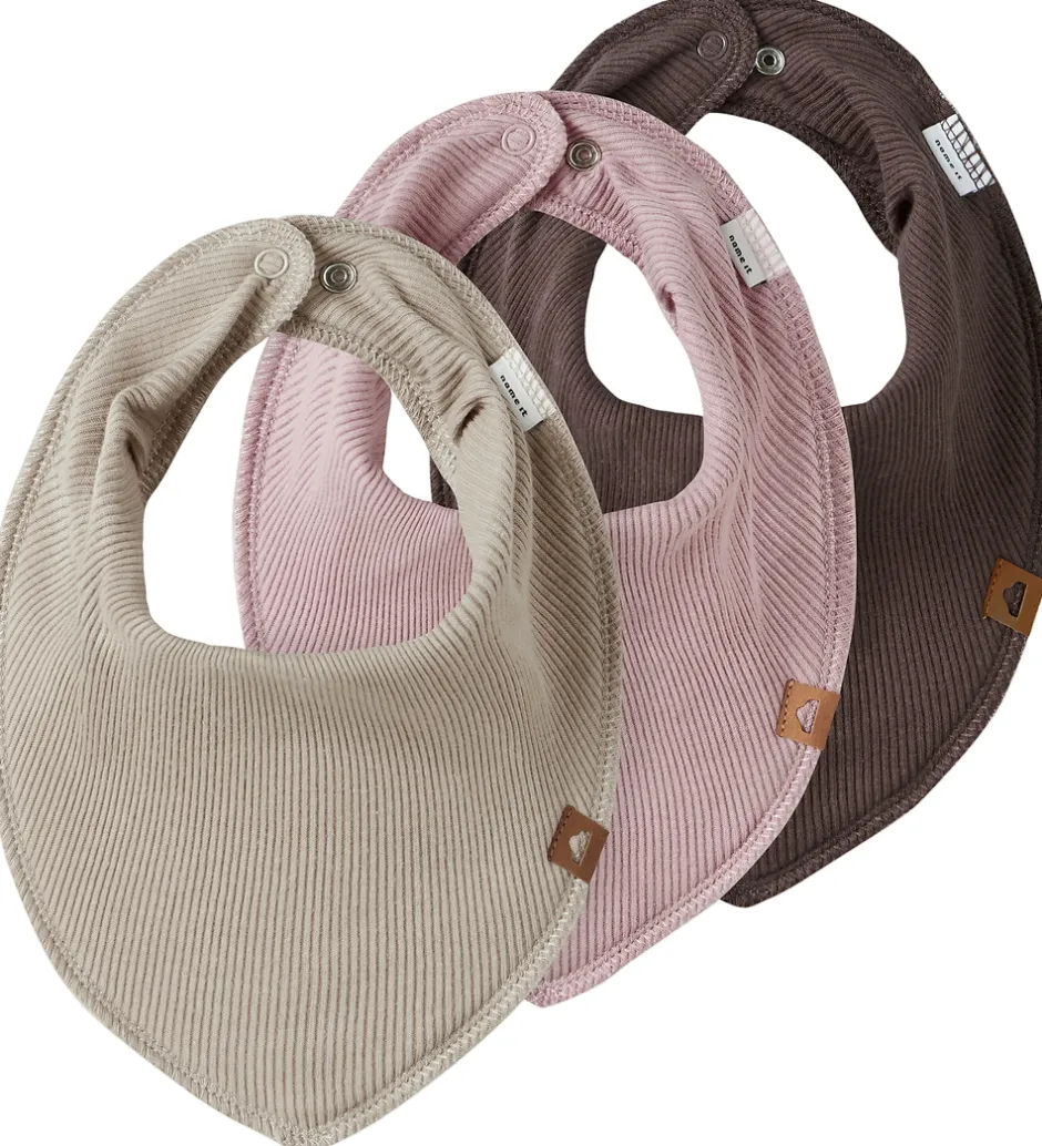 Savlesmække*Name It Savlesmække - 3-pak - Rib - NbfYvette - Rosa/Beige/Brun