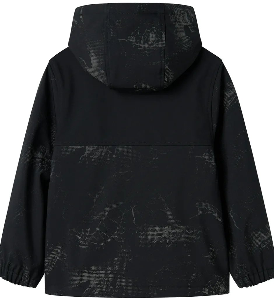 Børn Name It Softshell m. Fleece - NkmAlfa08 - Sort m. Refleksprint