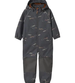 Softshell*Name It Softshelldragt m. Fleece - Noos - NmmAlfa08 - Grey Pinst
