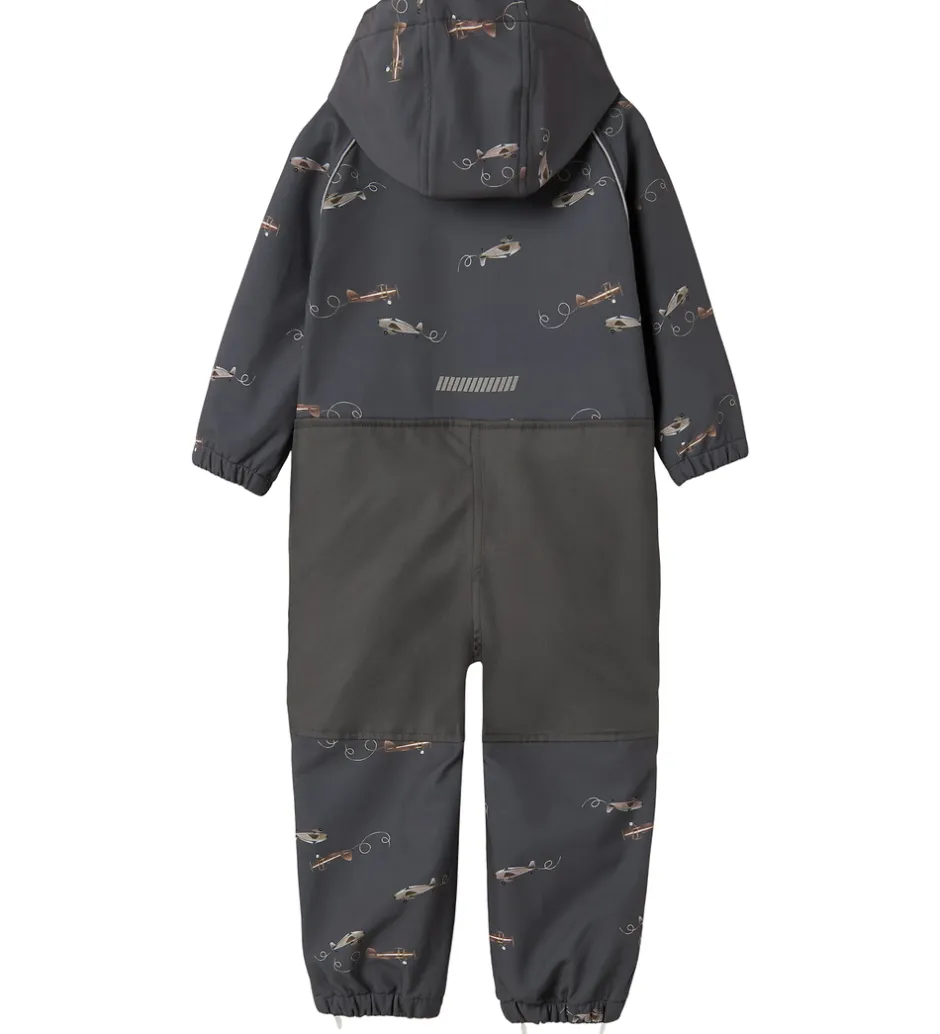 Softshell*Name It Softshelldragt m. Fleece - Noos - NmmAlfa08 - Grey Pinst