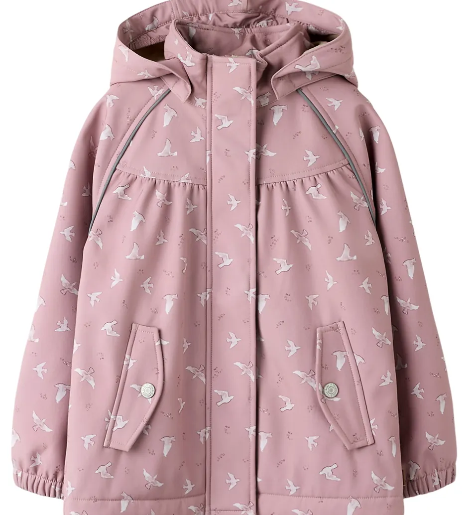 Børn Name It Softshelljakke m. Fleece - NmfAlfa08 - Woodrose/Bird