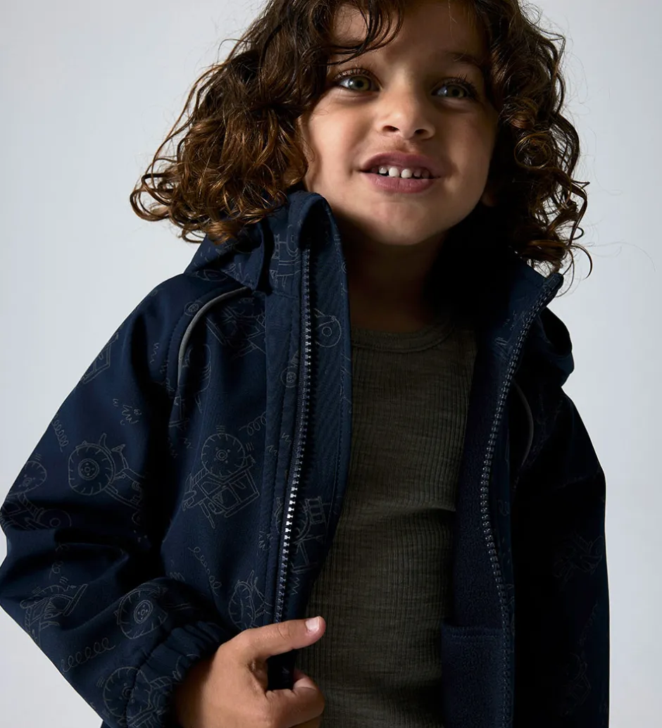 Softshell*Name It Softshelljakke m. Fleece - NmmAlfa08 - Dark Sapphire m.
