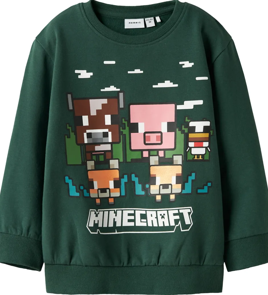 Børn Name It Sweatshirt - Minecraft - NmmNell - Bistro Green