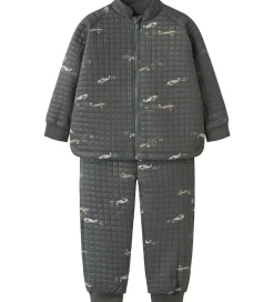 Børn Name It Termotøj m. Fleece - NmmMoon - Grey Pinstripe