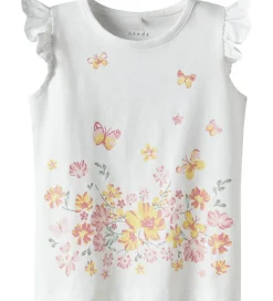 Børn Name It Top - NmfVayana - Bright White/Yellow Flower