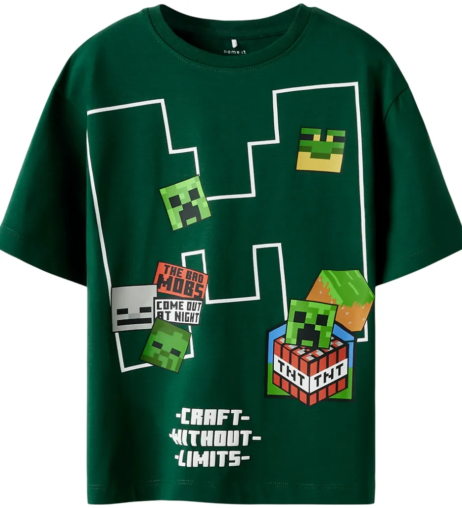 Børn Name It T-shirt - NkmNels - Minecraft - Bistro Green