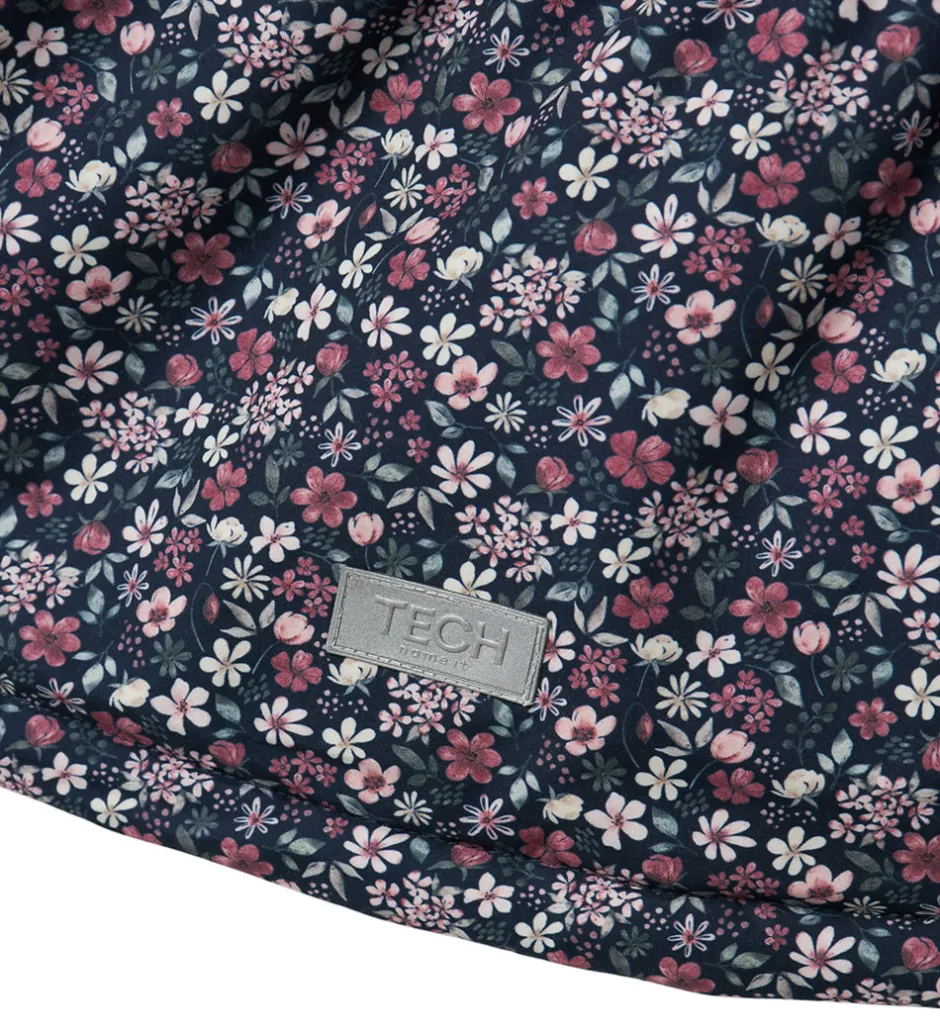 Børn Name It Vinterjakke - NmfSnow05 - Dark Sapphire m. Blomster
