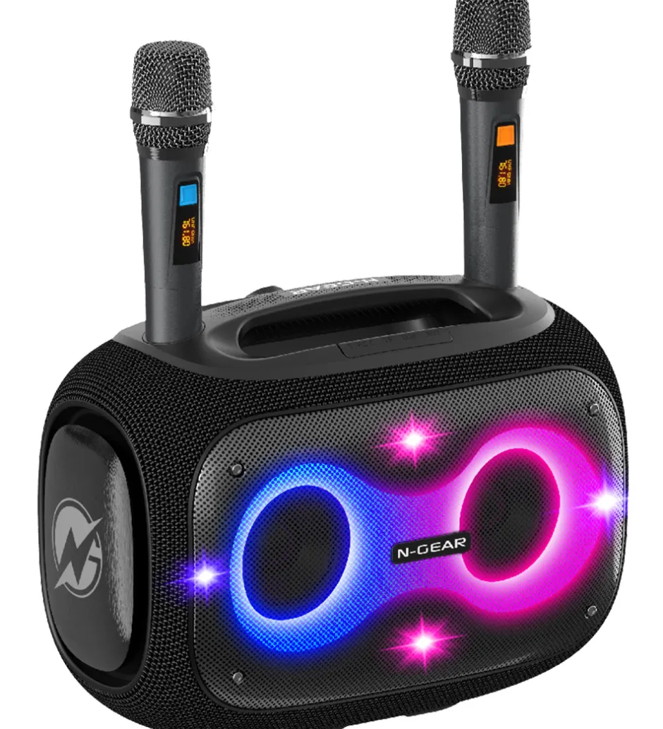 Musikinstrumenter|Højtalere*N-Gear Højtaler med 2 Mikrofoner - Wireless - NRG600 - Sort