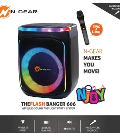 Højtalere*N-Gear Karaoke Højtalere - Wireless - The Flash Banger 606 - Sor