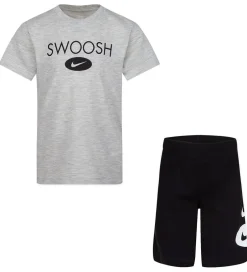 Nike Shortssæt - T-shirt/Shorts - Swoosh - Sort/Grå