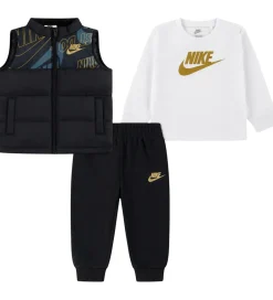 Veste*Nike Sæt - Dynevest/Bluse/Sweatpants - Sort/Hvid