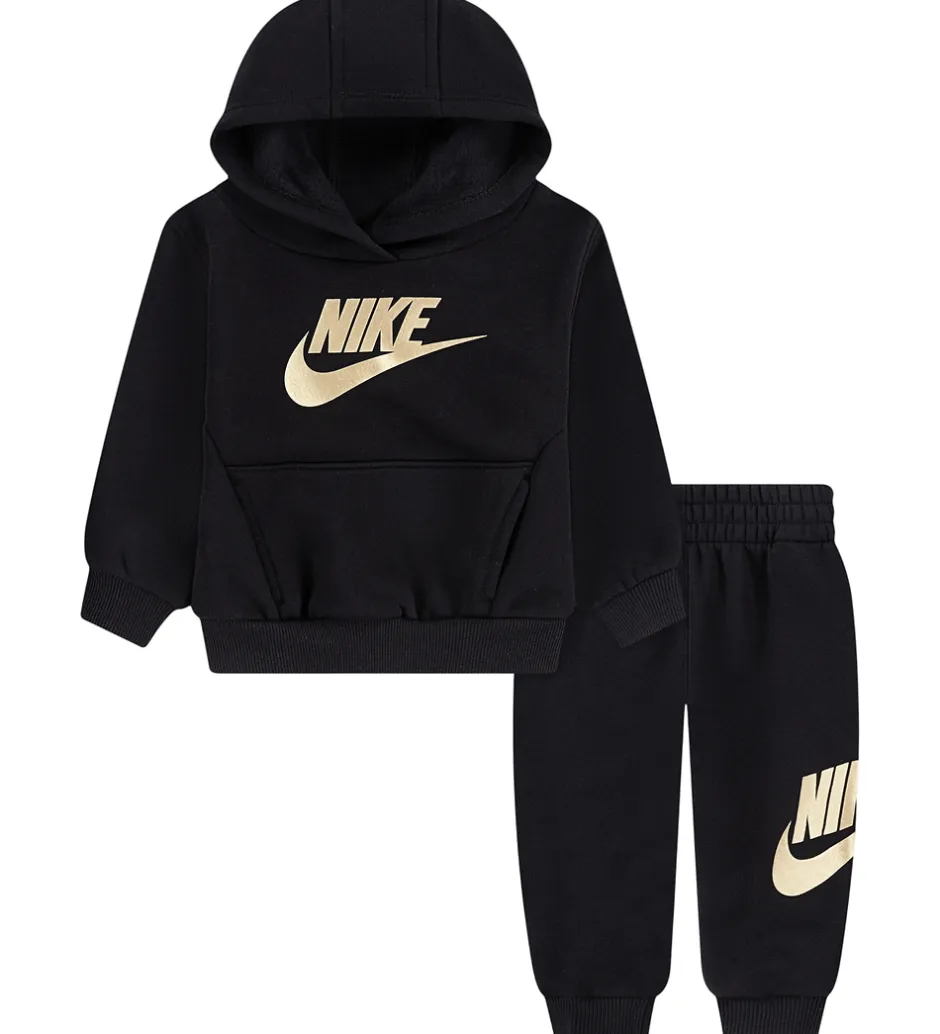 Børn Nike Sweatsæt - Club - Black/Metalic Gold