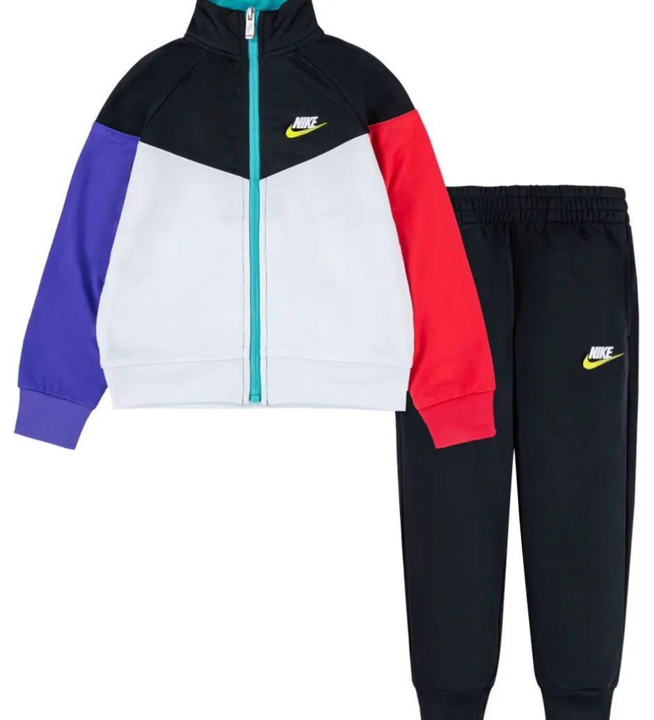 Nike Træningssæt - Cardigan/Bukser - Blocked - Sort/Multifarvet