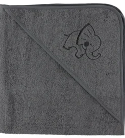 Babyhåndklæde- Og Poncho|Håndklæder*Nørgaard Madsens Babyhåndklæde - 100x100 cm - Grå m. Elefant