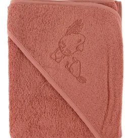Babyhåndklæde- Og Poncho*Nørgaard Madsens Babyhåndklæde - 100x100 cm - Dusty Red m. Fugl
