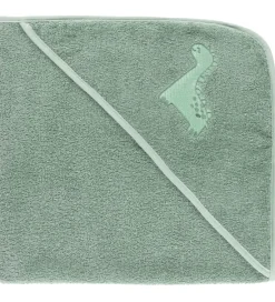 Babyhåndklæde- Og Poncho|Håndklæder*Nørgaard Madsens Babyhåndklæde - 75x75 cm - Dusty Green m. Dino