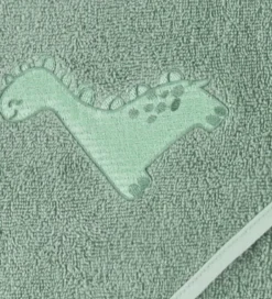 Babyhåndklæde- Og Poncho|Håndklæder*Nørgaard Madsens Babyhåndklæde - 75x75 cm - Dusty Green m. Dino