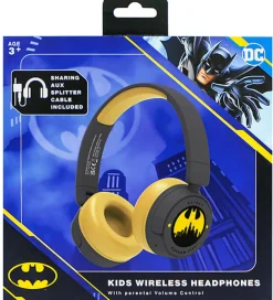Høretelefoner*OTL Høretelefoner - Batman - On-Ear Junior - Wireless - Sort/Gul