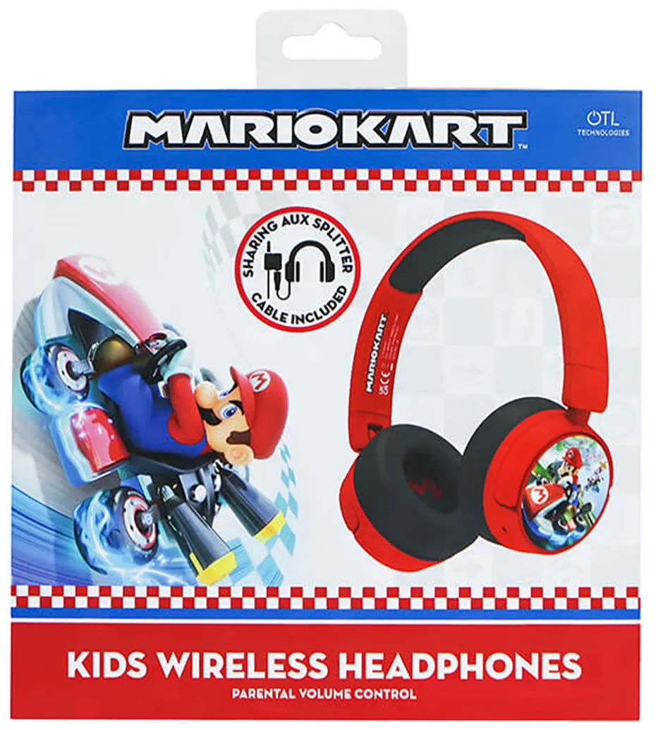 Høretelefoner*OTL Høretelefoner - Mario Kart - On-Ear Junior - Wireless - Rød