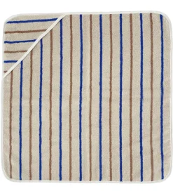 Babyhåndklæde- Og Poncho*OYOY Babyhåndklæde - 100x100 cm - Raita - Karamel/Optic Blue