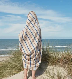 Babyhåndklæde- Og Poncho*OYOY Babyhåndklæde - 100x100 cm - Raita - Karamel/Optic Blue