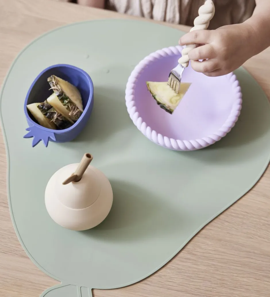 Spisesæt|Børnebestik*OYOY Bestik - Silikone - 3 dele - Mellow Cutlery - Lavender/Vani