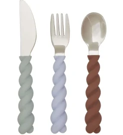 Børn OYOY Bestik - Silikone - 3 dele - Mellow Cutlery - Pale Mint/Cho