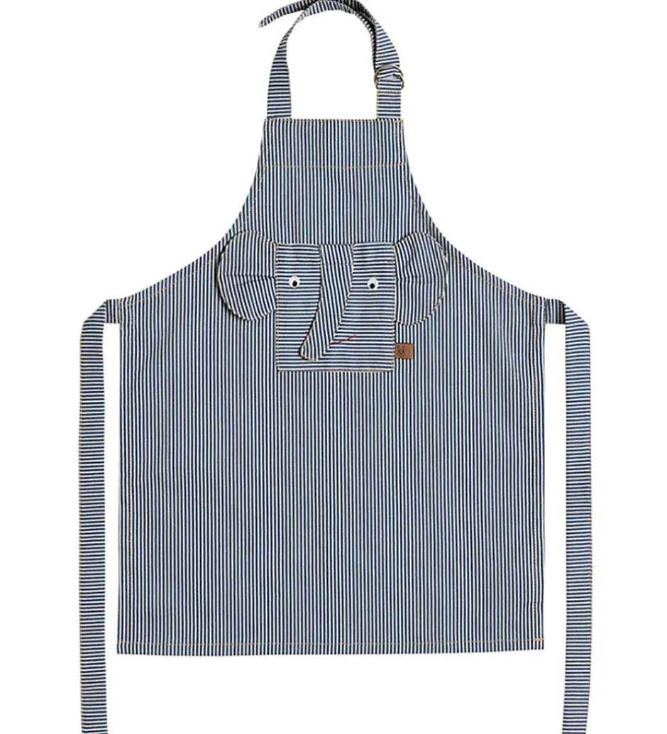 Forklæder*OYOY Forklæde - Denim - Elephant - Blå m. Striber