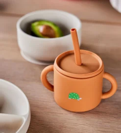 Kop Og Tudekop*OYOY Kop m. Sugerør - Enkei Cup - Silikone - Caramel