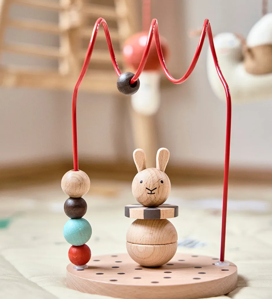 Aktivitetslegetøj*OYOY Kugleramme - Circus Rabbit - Træ - Nature/Cherry Red