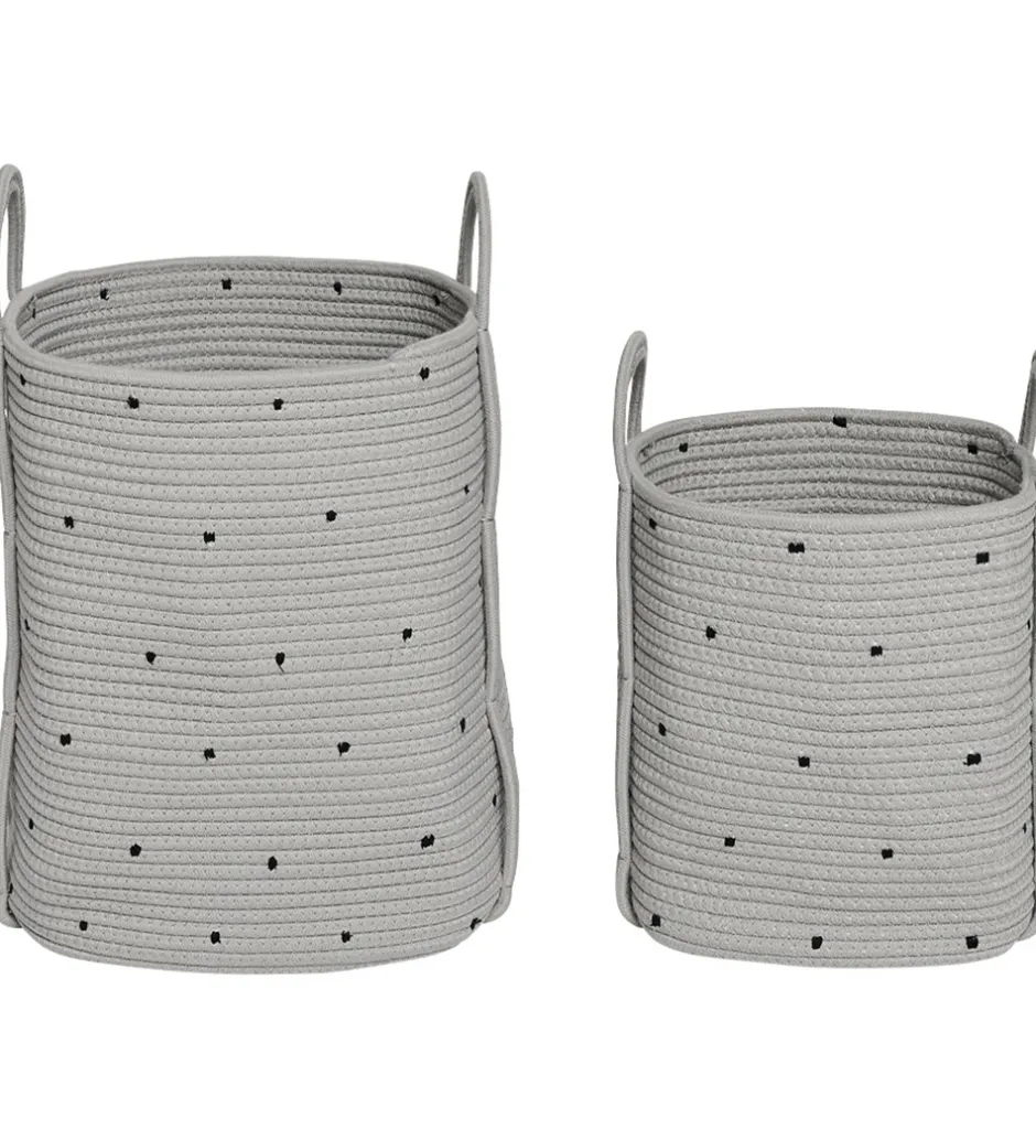 Kurve*OYOY Opbevaringskurve - 2-pak - Cotton Rope - Dot - Clay
