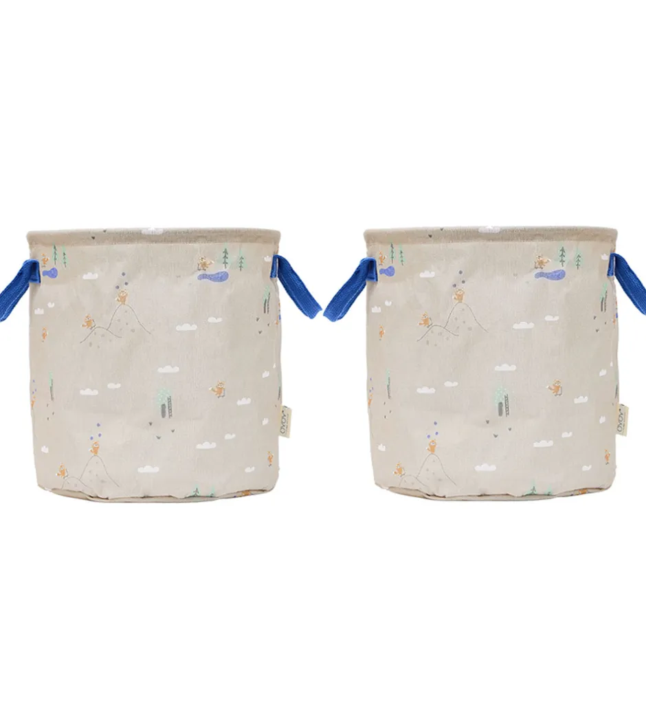Kurve|Opbevaring*OYOY Opbevaringskurve - 2-pak - Foxy - Medium - Beige/Blue