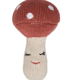 Gribelegetøj*OYOY Rangle - Strik - Mushroom - Offwhite/Rød